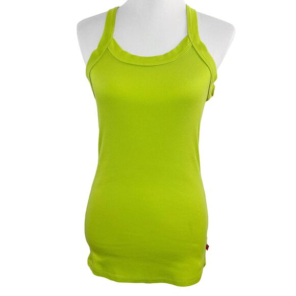 JOSIE Natori Lime Green Ribbed Cotton Tank Cami Scoop Neck Racerback Medium M - Picture 1 of 9